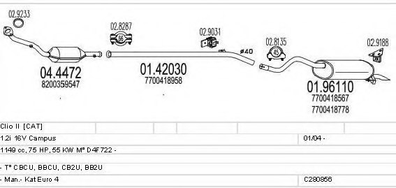 MTS C280856020223 Exhaust System